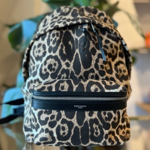 SAINT LAURENT City Bag Leopard Print Backpack