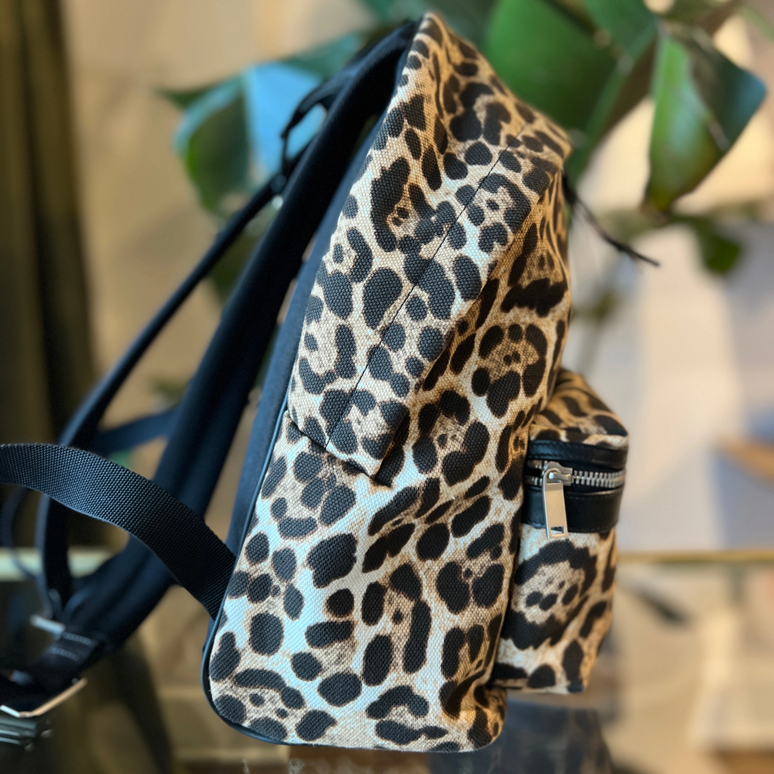 SAINT LAURENT City Bag Leopard Print Backpack