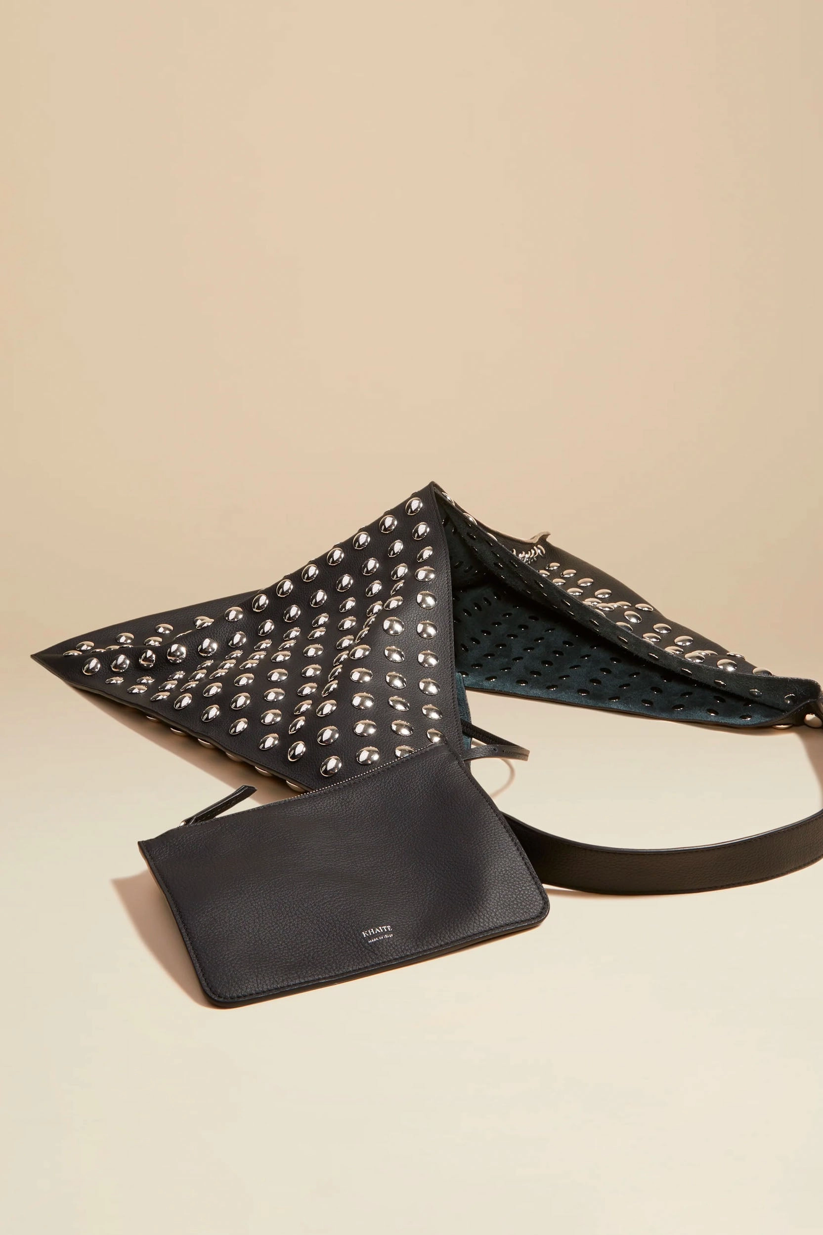 Sara Tote Bag with Silver Studs in Black