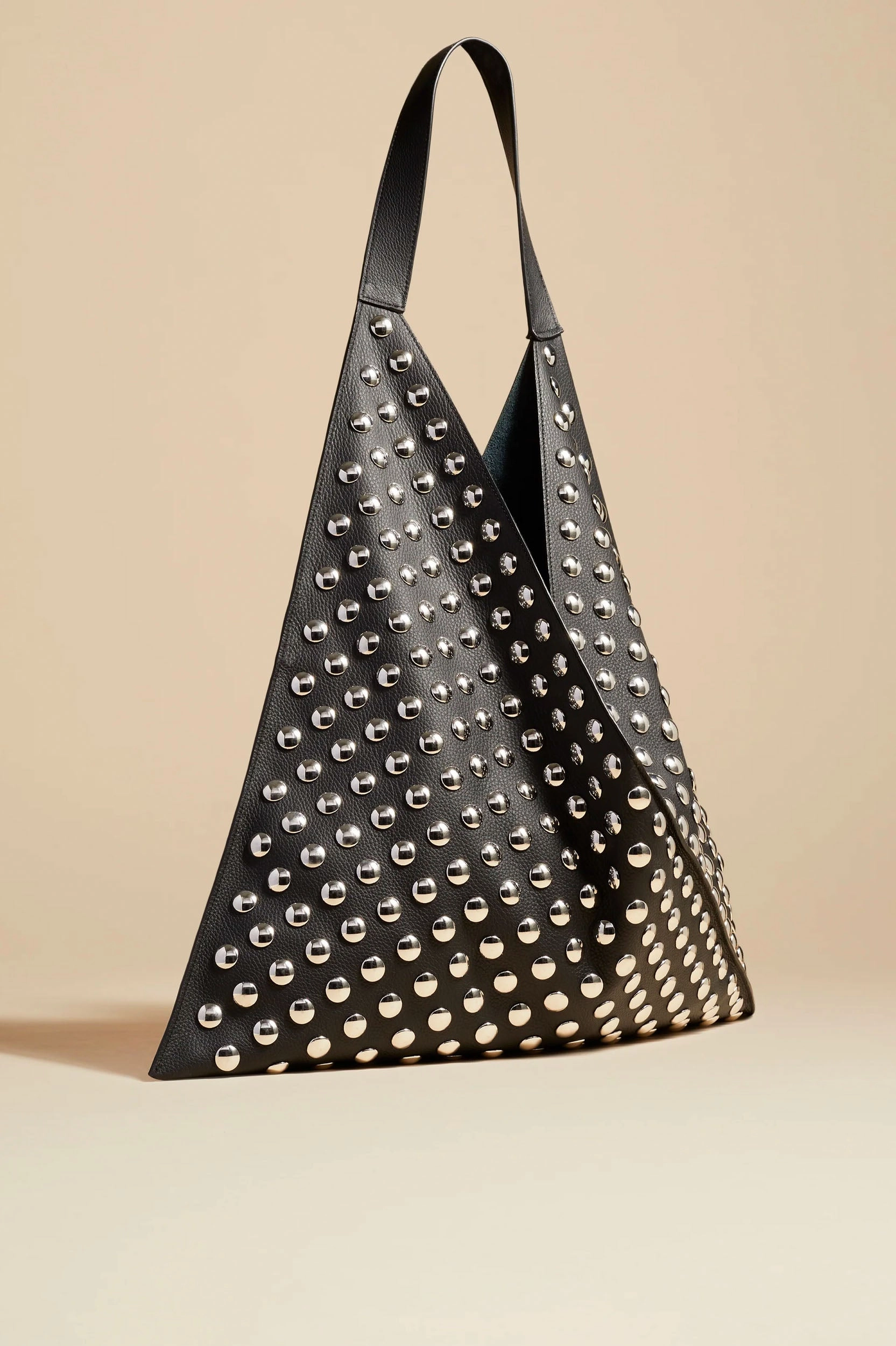 Sara Tote Bag with Silver Studs in Black