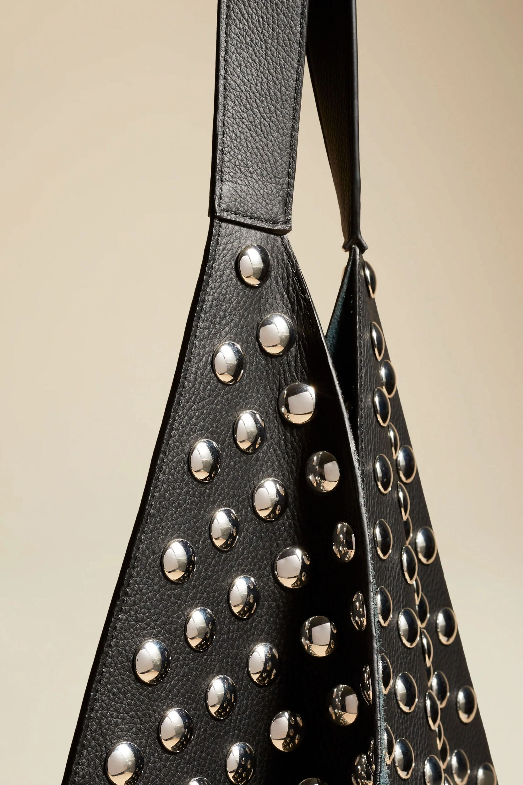 Sara Tote Bag with Silver Studs in Black