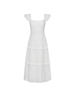 Scoop Neck Tiered Midi Dress