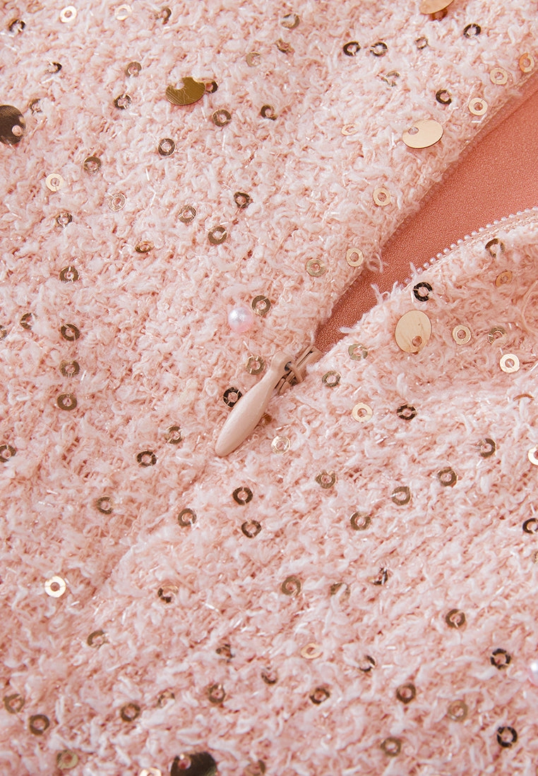 Sequin-detail Frayed-detail Slim-fit Dress