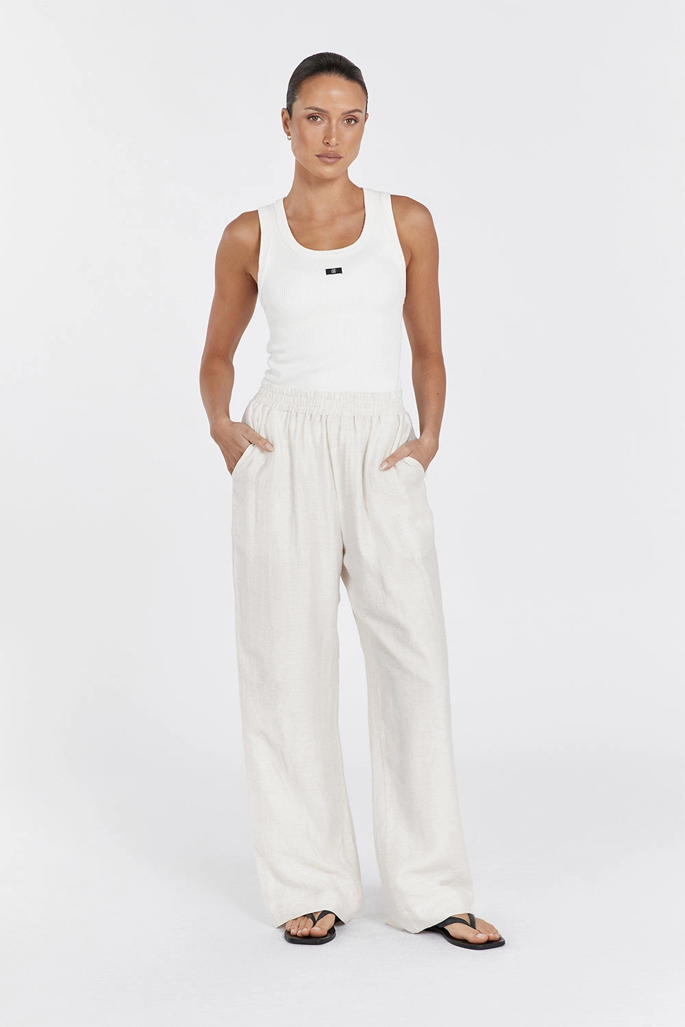 SHANIYA OFF WHITE LINEN BLEND PANT