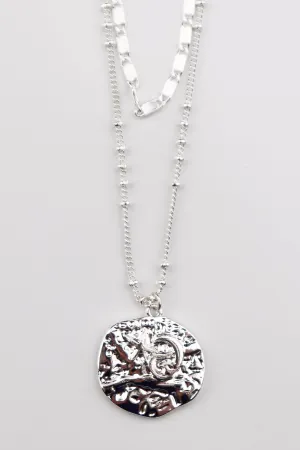 Shine On Label Coin Necklace Set Silver