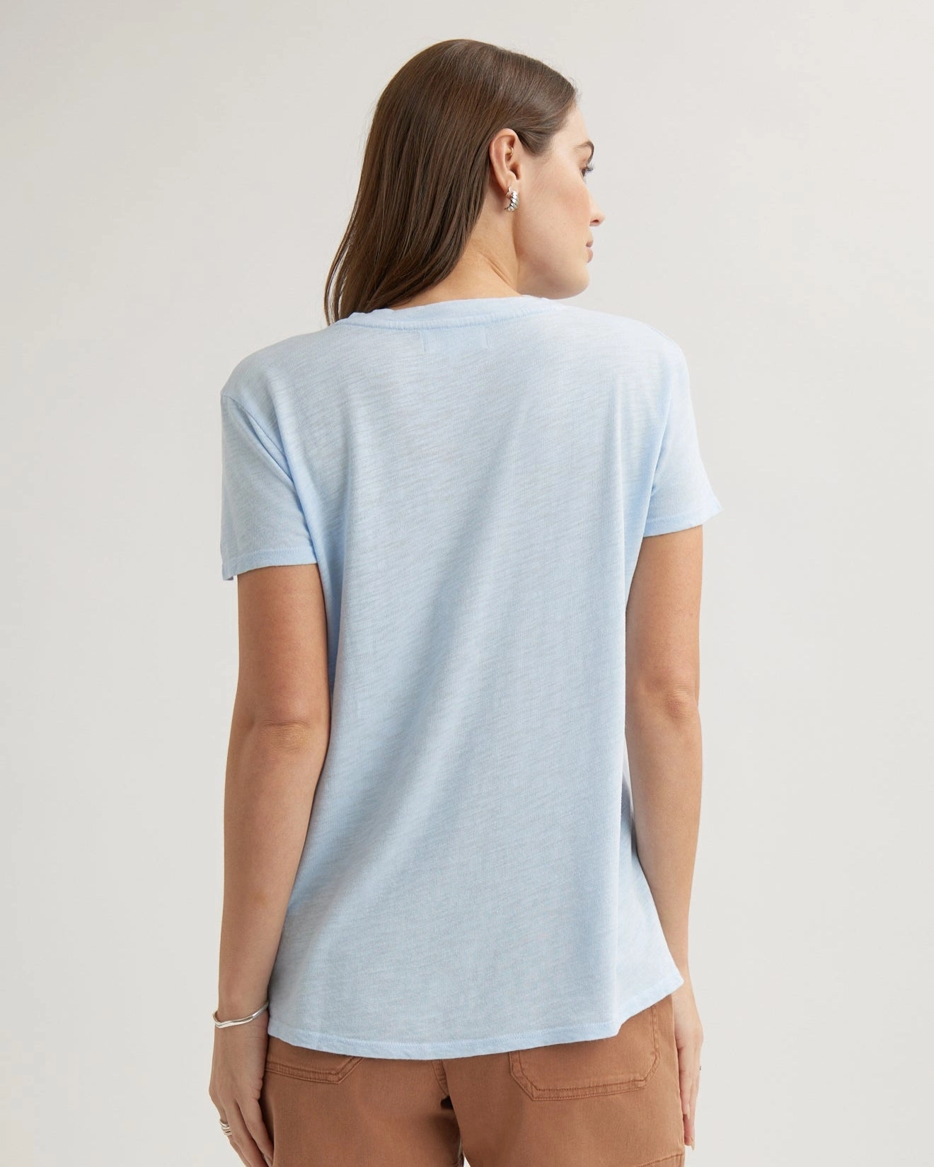Side Slit V-Neck Tee - Perennial Blue