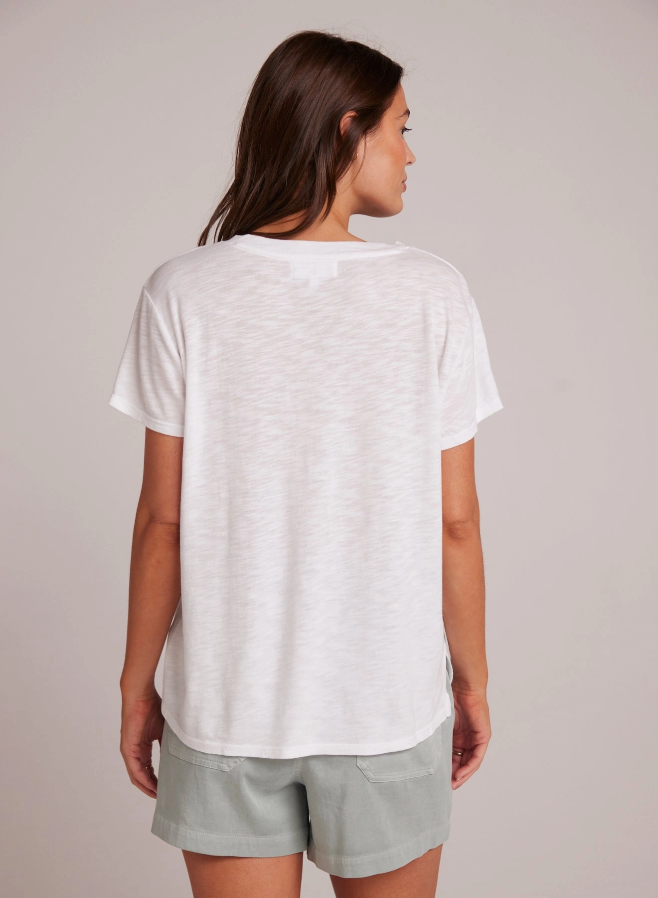 Side Slit V-Neck Tee - White