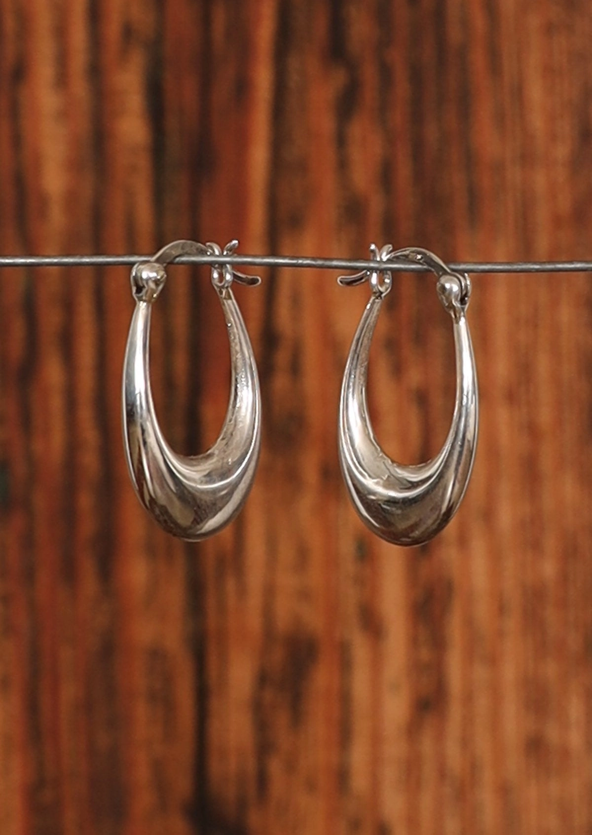 Silver Drop Hoops