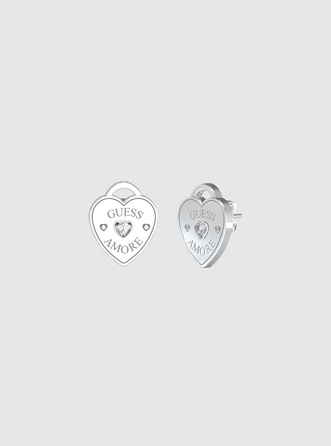 Silver Logo Heart Stud Earrings