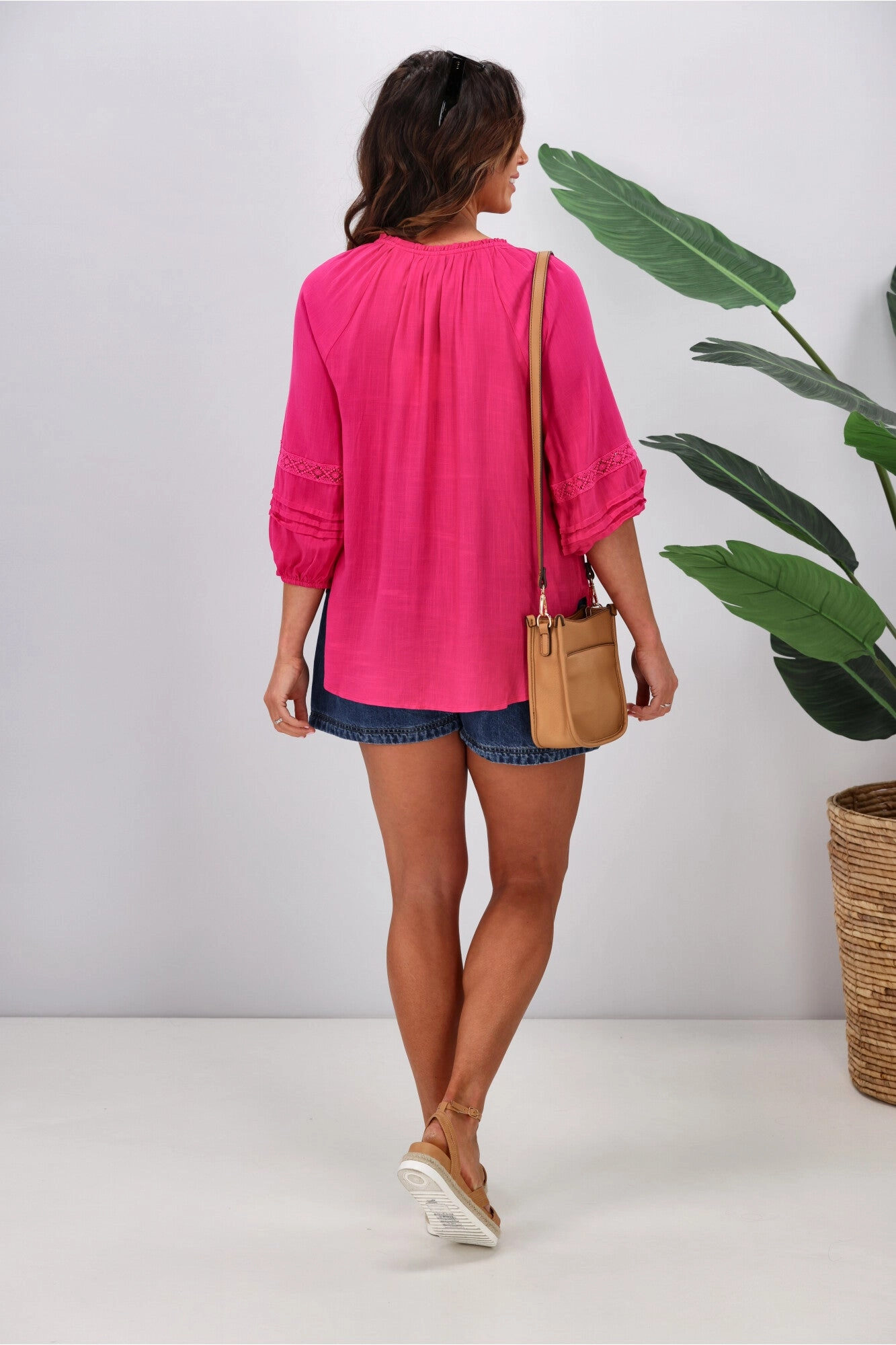 Silver Wishes Nova Lace Detailed Blouse Hot Pink