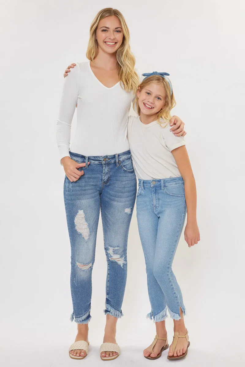 Summer High Rise Ankle Skinny Kid Jeans