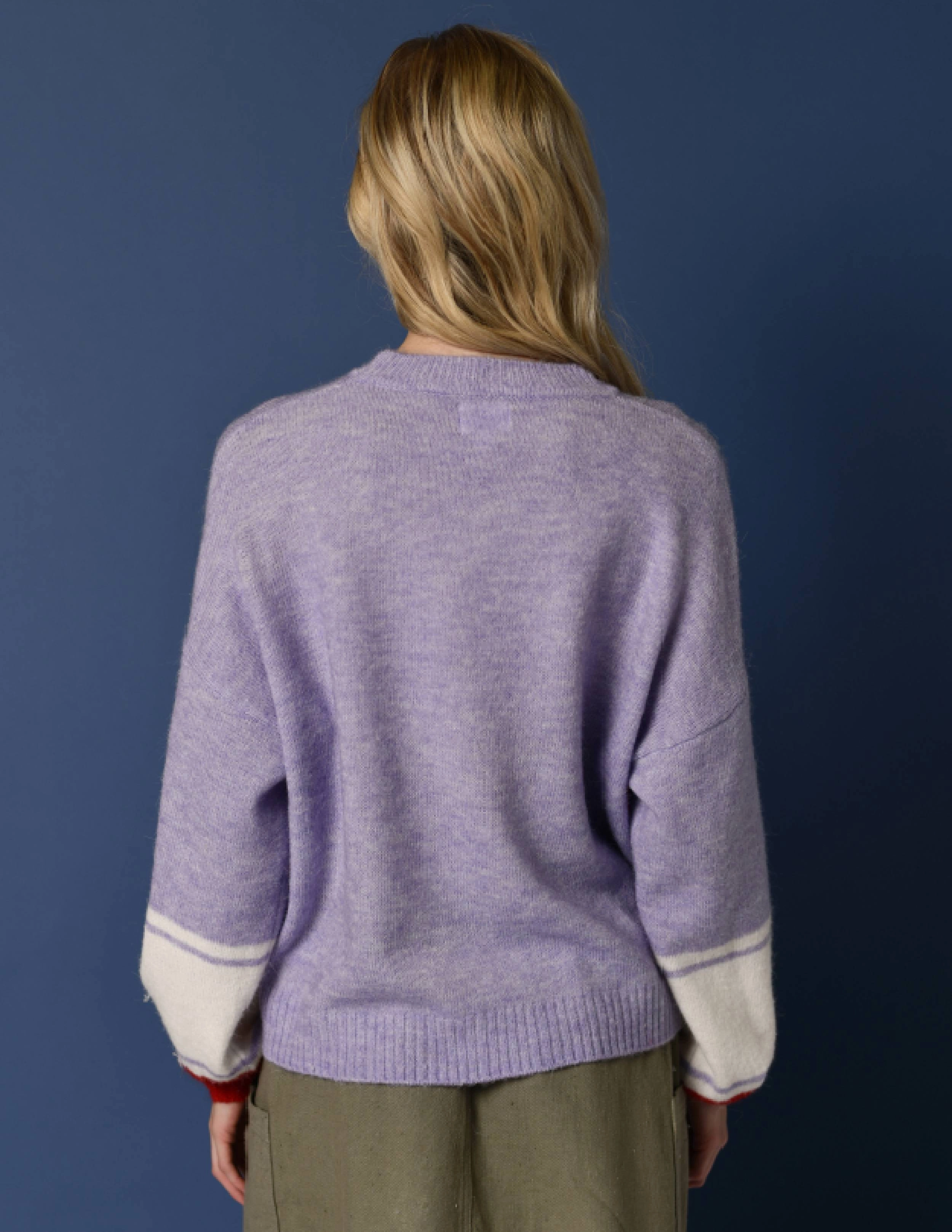 Sundry Star Intarsia Sweater in Flare Red