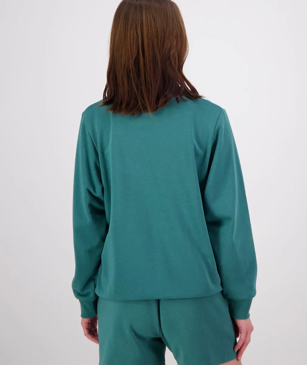 Swanndri Scholar Embroidered Crew Jade Green