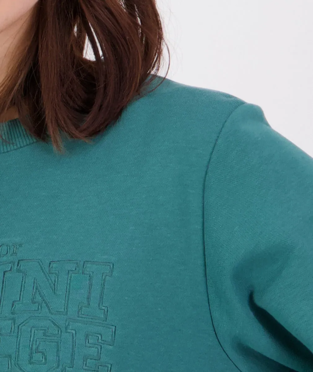 Swanndri Scholar Embroidered Crew Jade Green