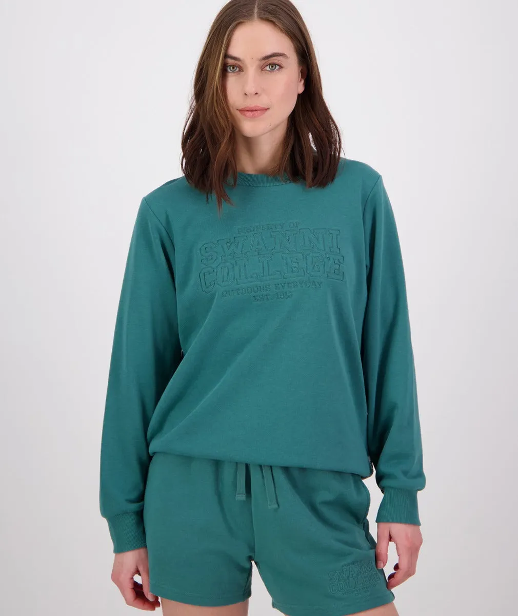 Swanndri Scholar Embroidered Crew Jade Green