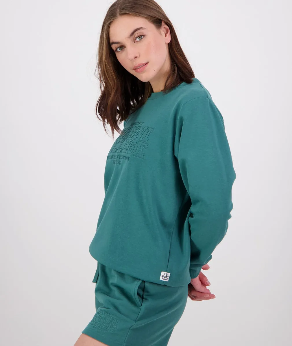 Swanndri Scholar Embroidered Crew Jade Green
