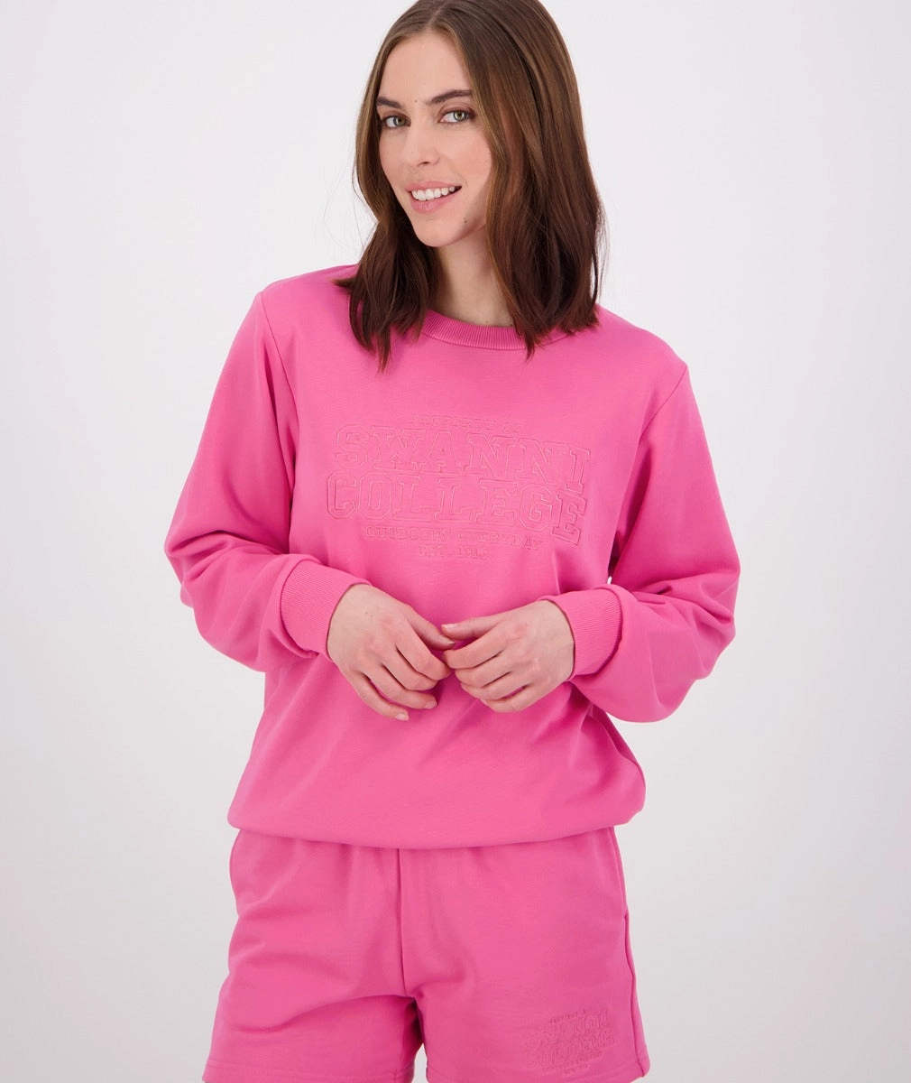 Swanndri Scholar Embroidered Crew Raspberry