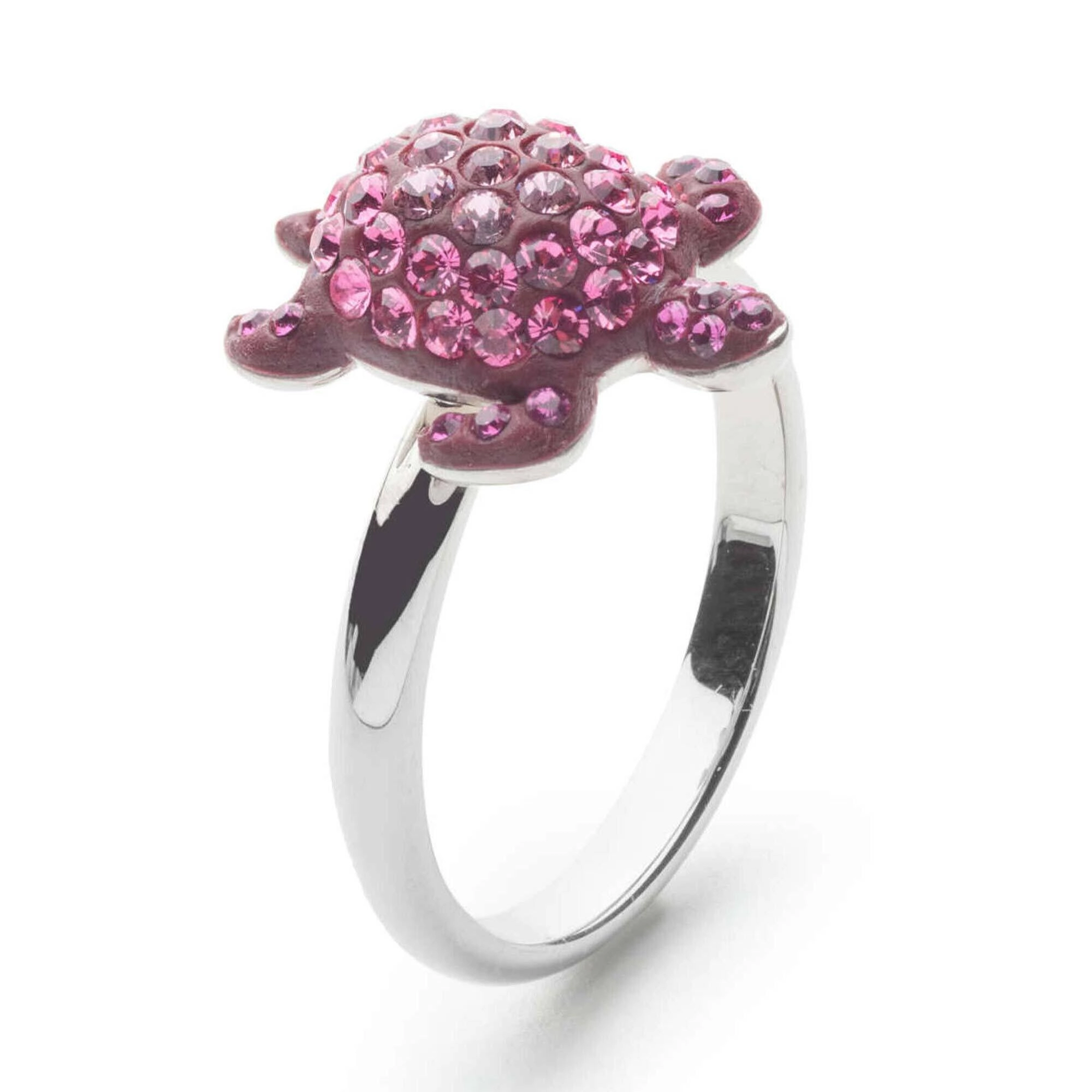Swarovski Women's Ring - Mustique Sea Life Pink Crystals Turtle, Size 6.75 | 5524495