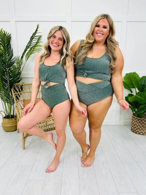 The Mari Swim Top in Emerald Shimmer