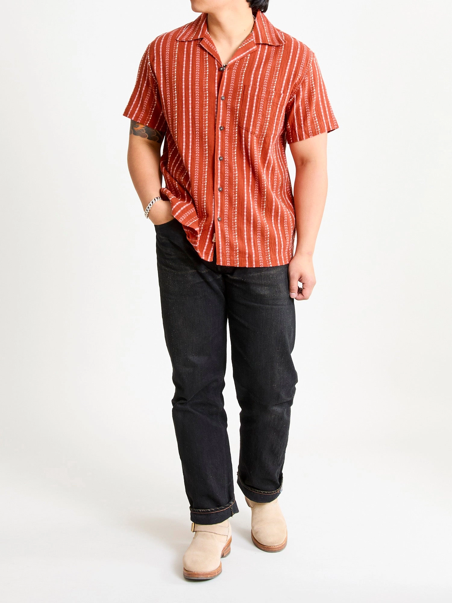 The Wrench Short Sleeve Shirt in Orange Ace