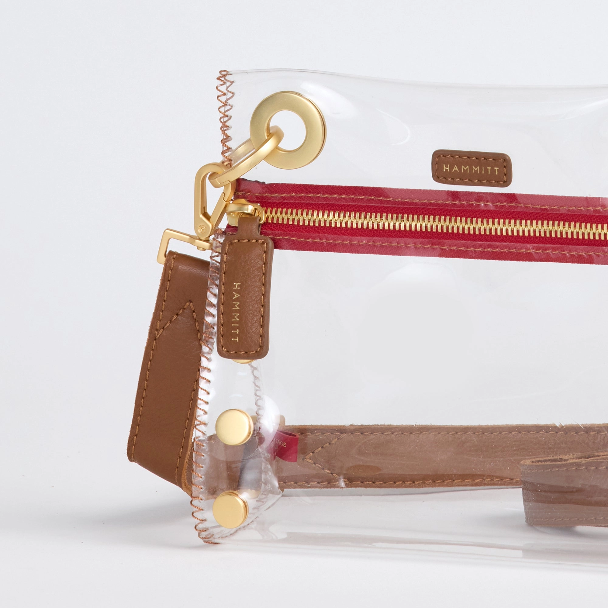 Tony | Mahogany Pebble/Brushed Gold Red Zip | Sml