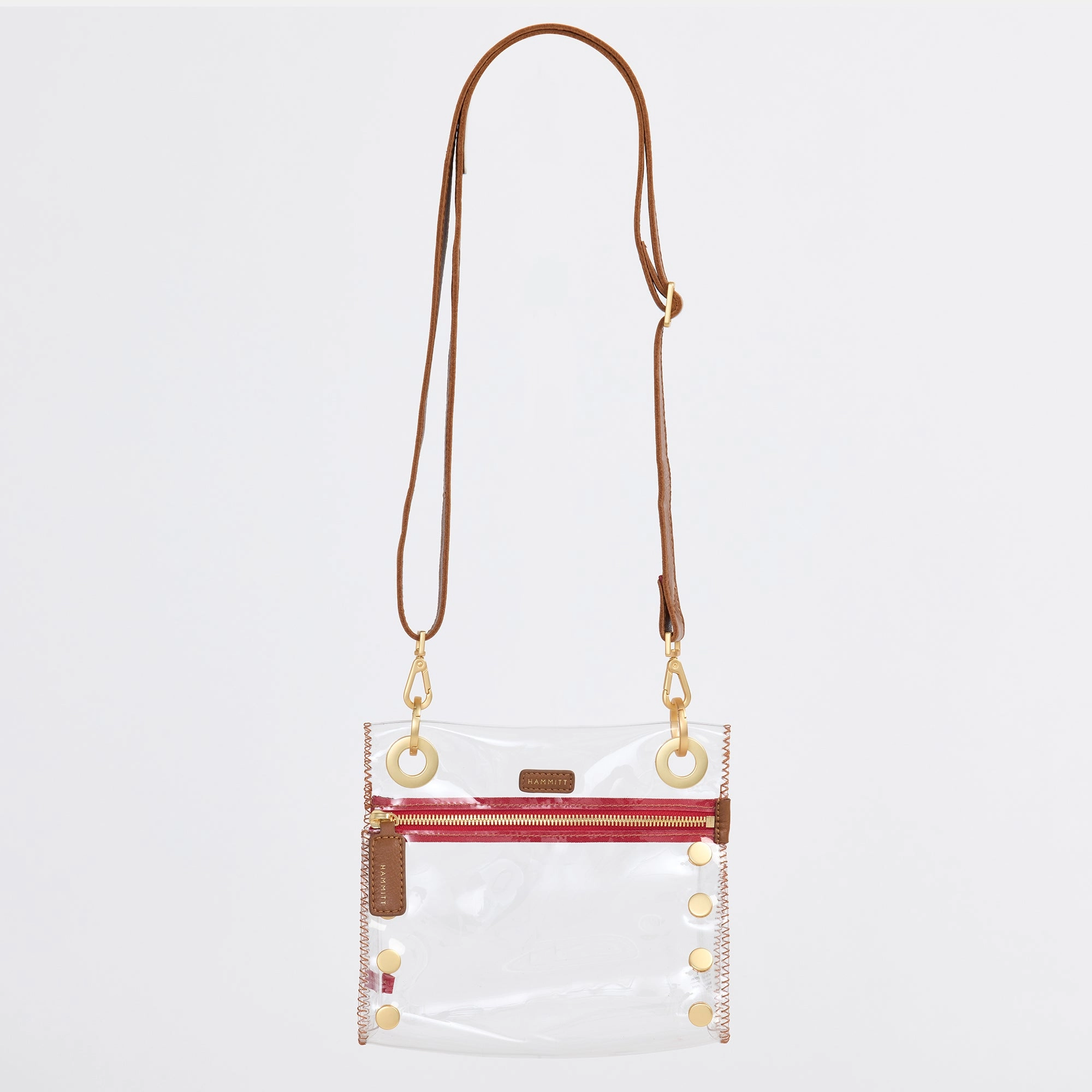 Tony | Mahogany Pebble/Brushed Gold Red Zip | Sml