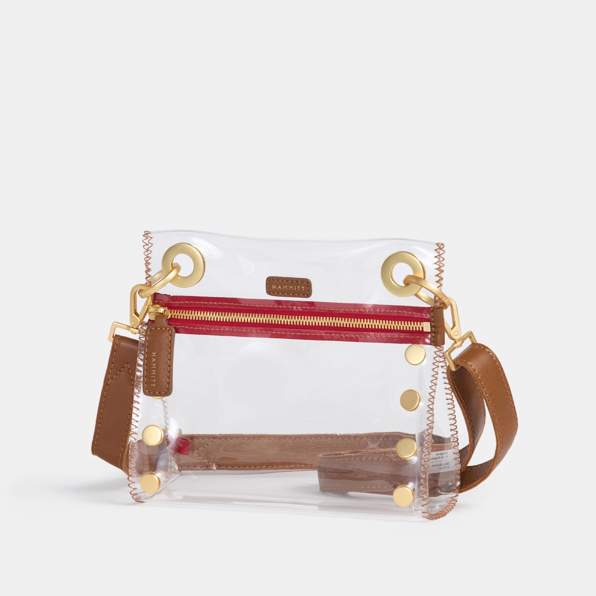 Tony | Mahogany Pebble/Brushed Gold Red Zip | Sml