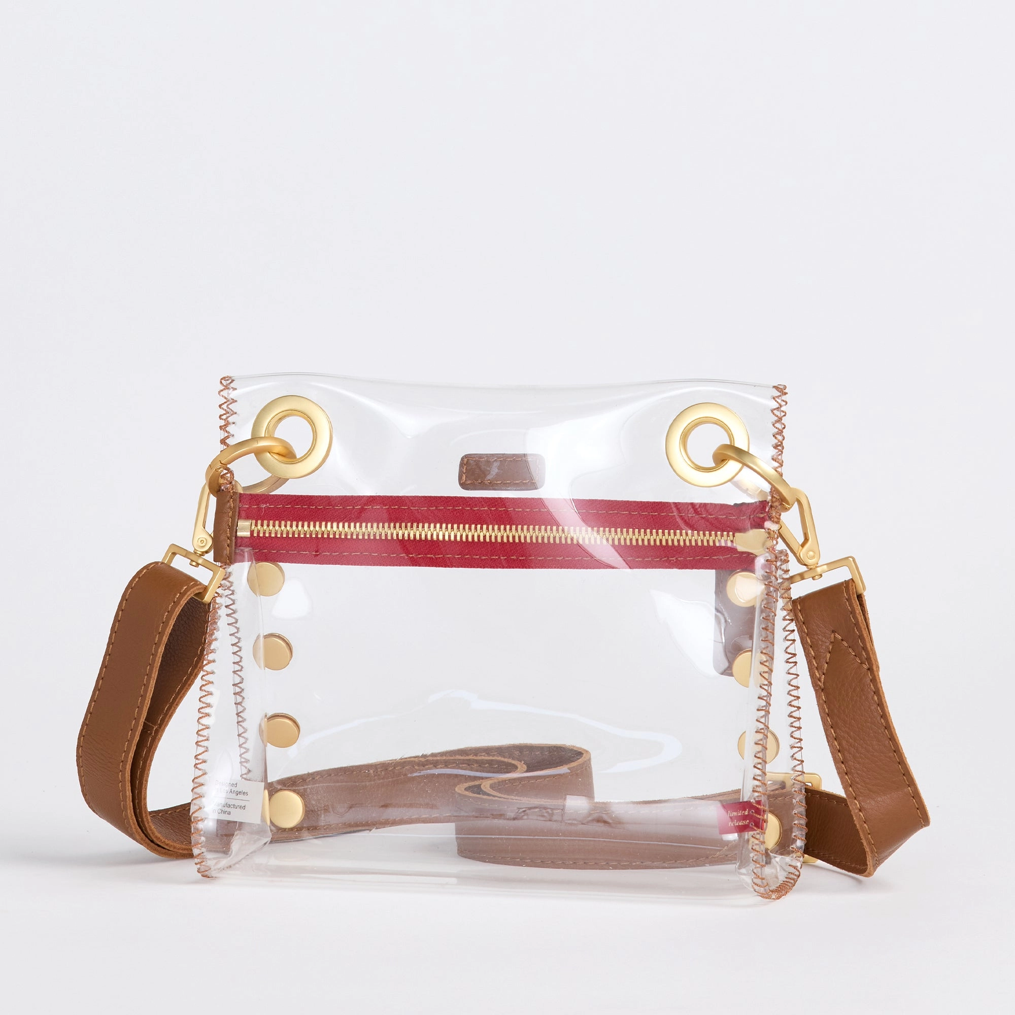 Tony | Mahogany Pebble/Brushed Gold Red Zip | Sml