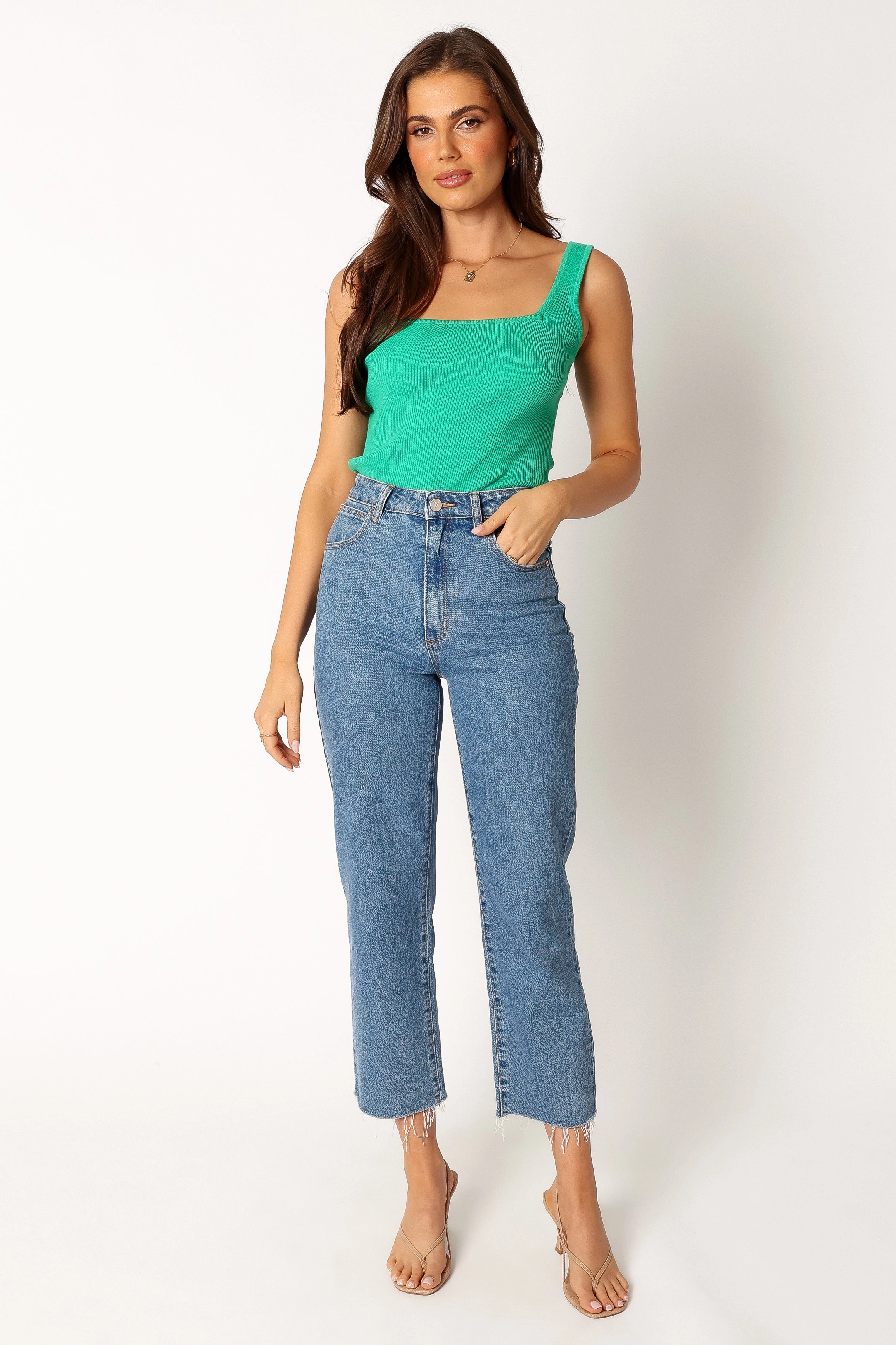 Vicki Rib Tank - Kelly Green