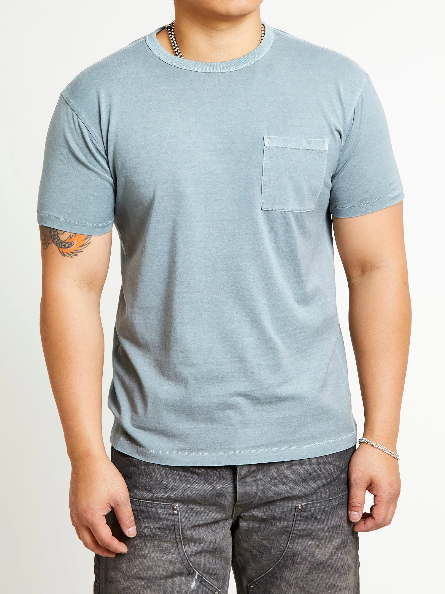 Vintage Knit Pocket T-Shirt in Sea Green