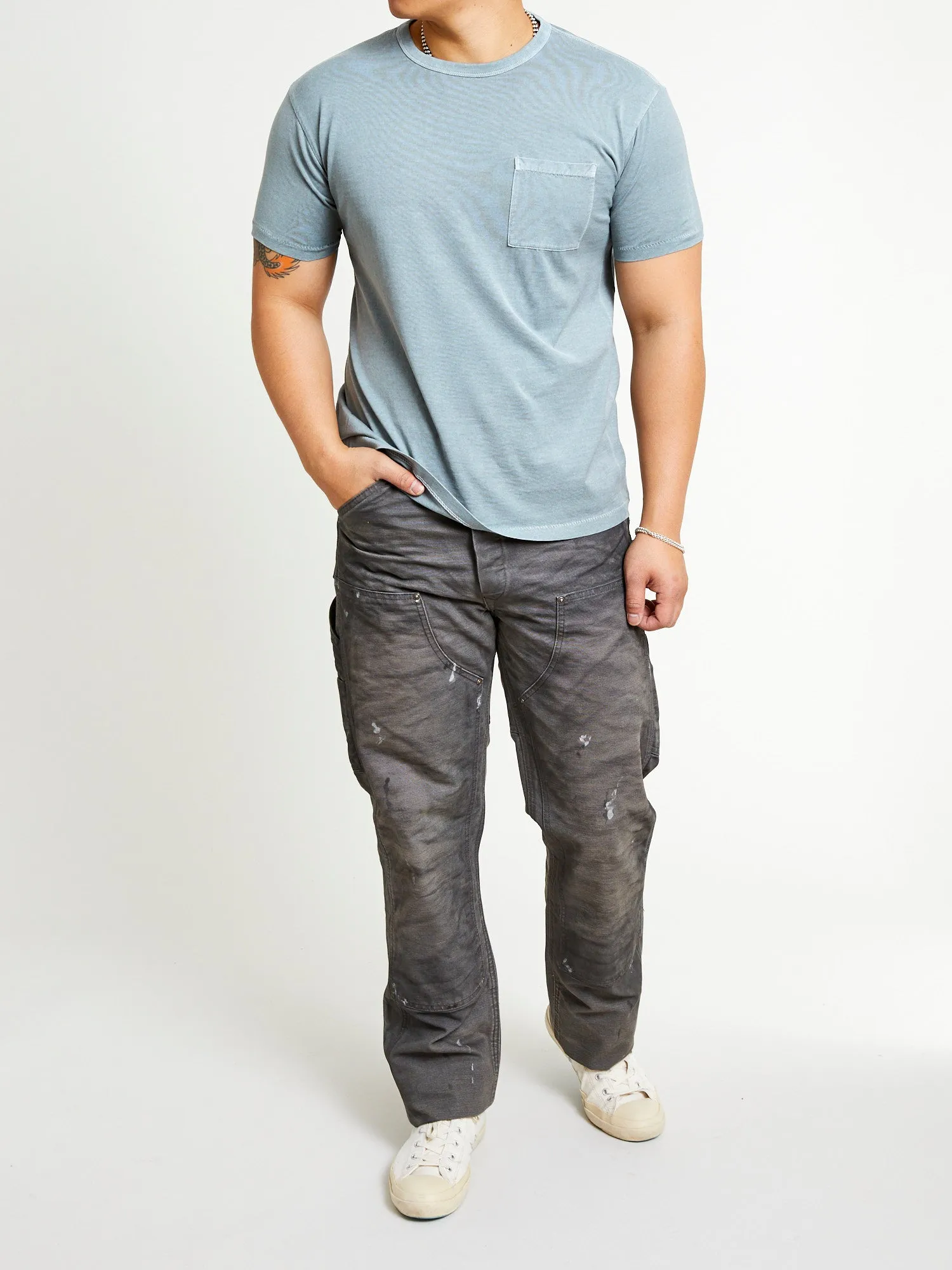 Vintage Knit Pocket T-Shirt in Sea Green