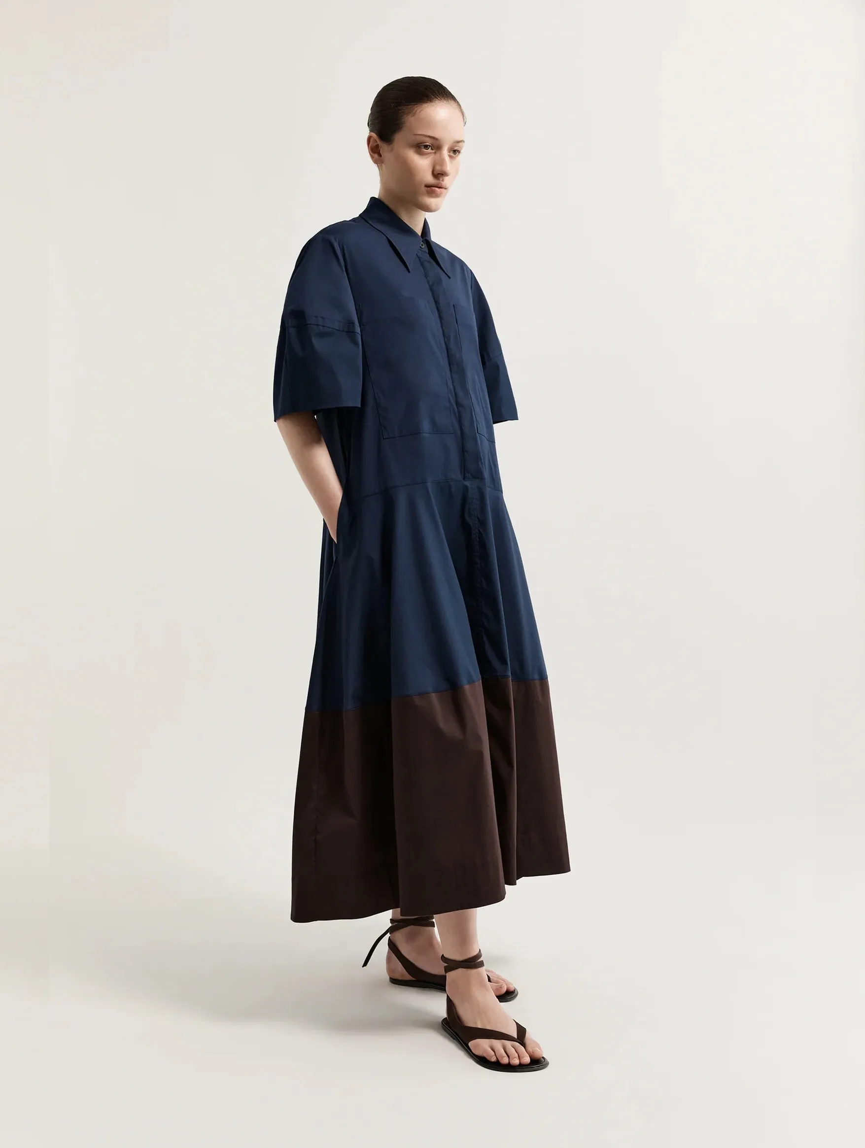 Wendy Shirt Dress in Navy