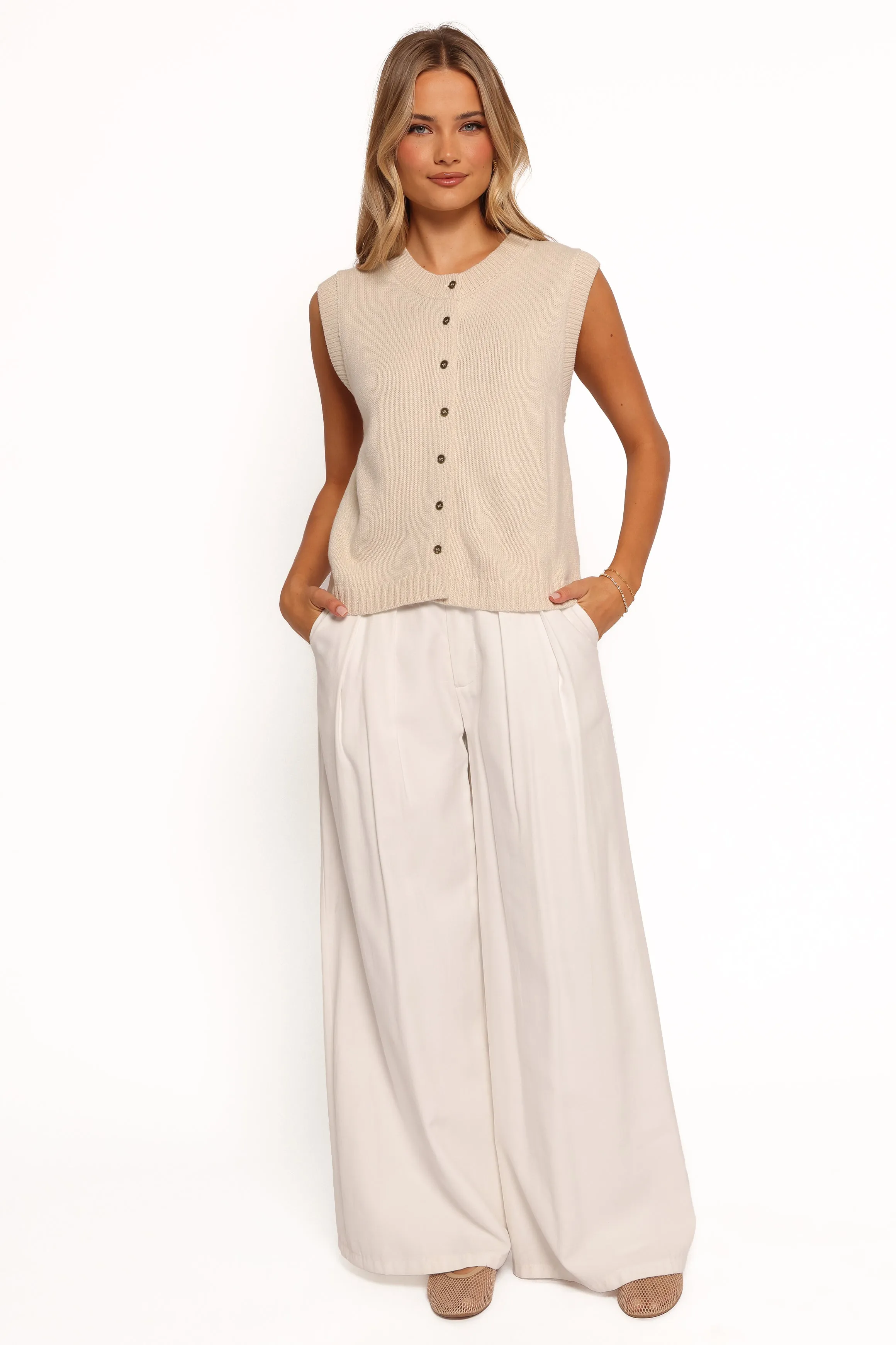 Weston Knit Vest - Cream