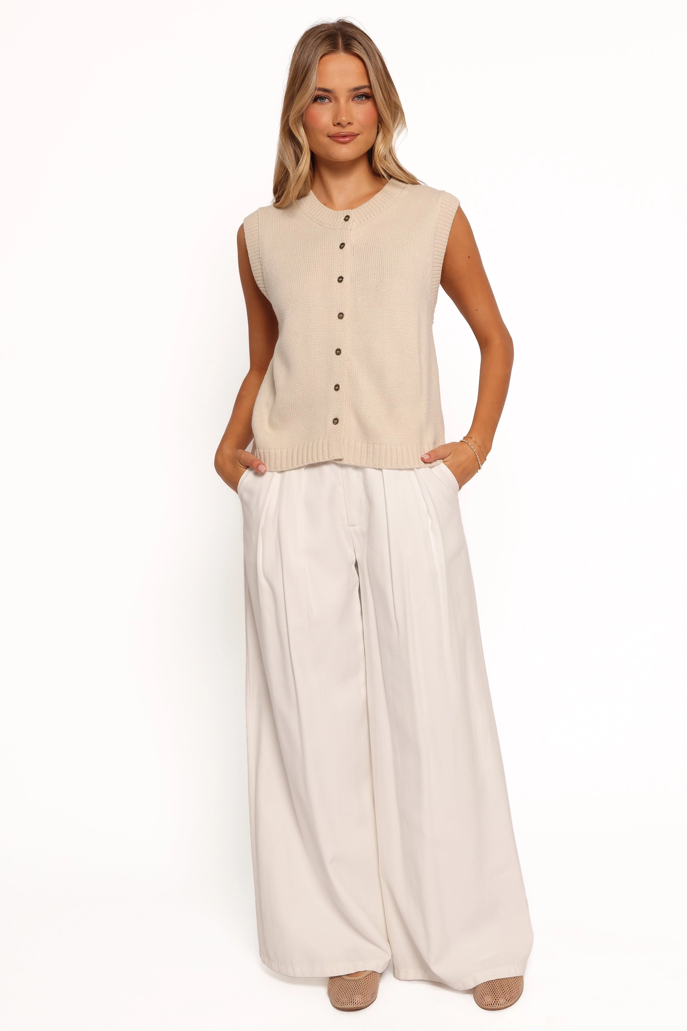 Weston Knit Vest - Cream