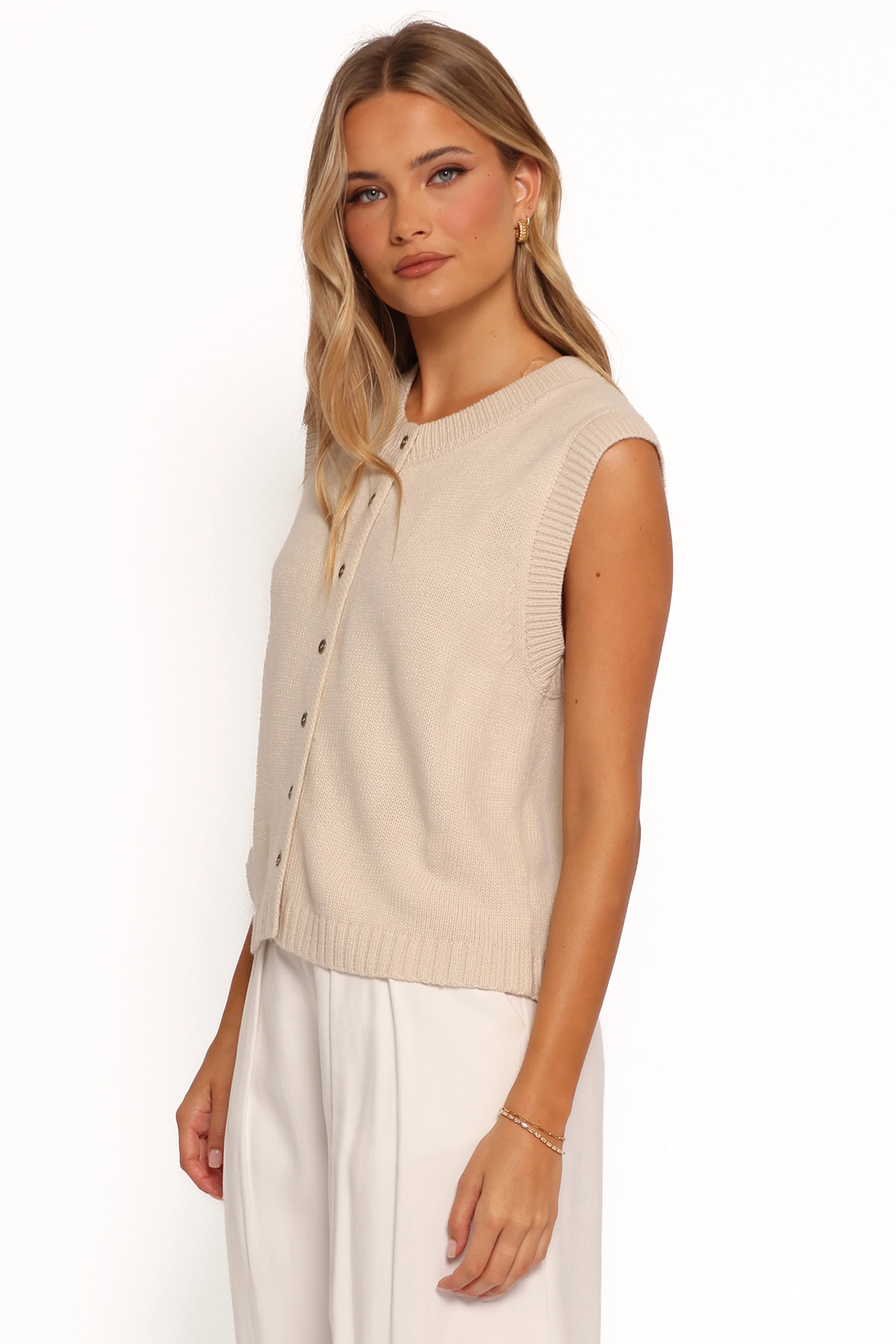 Weston Knit Vest - Cream
