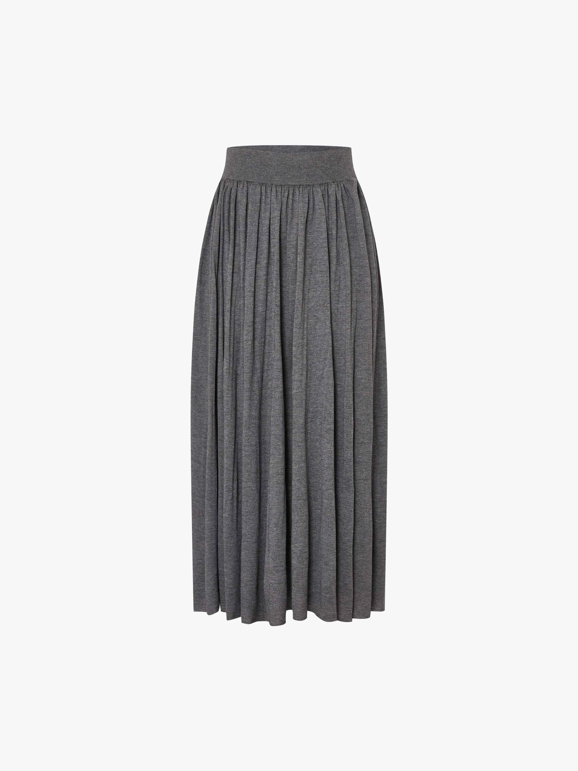 Wide Waist Pleated Skirt