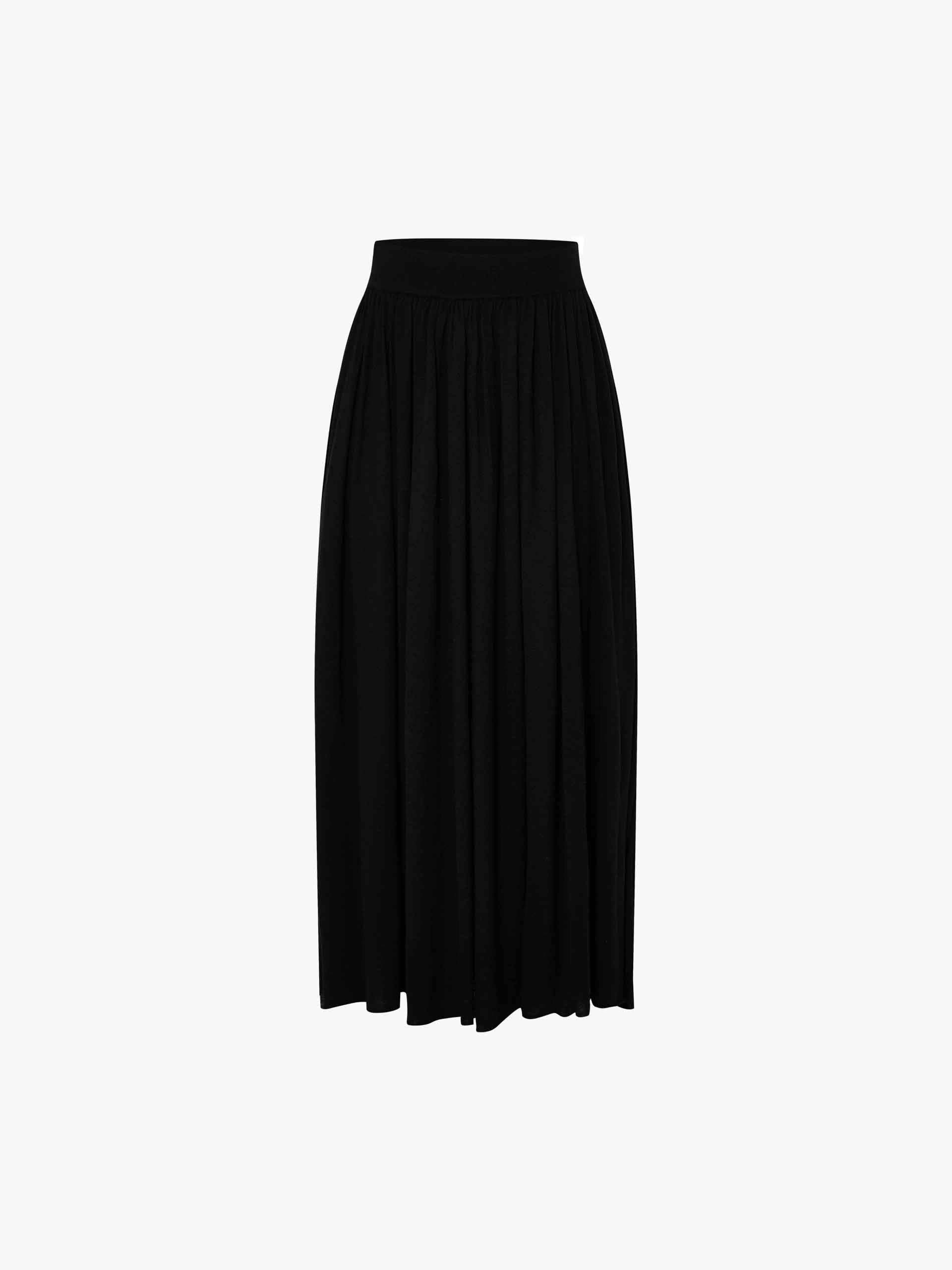 Wide Waist Pleated Skirt