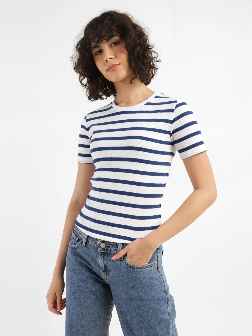 Women's Striped Round neck T-shirt