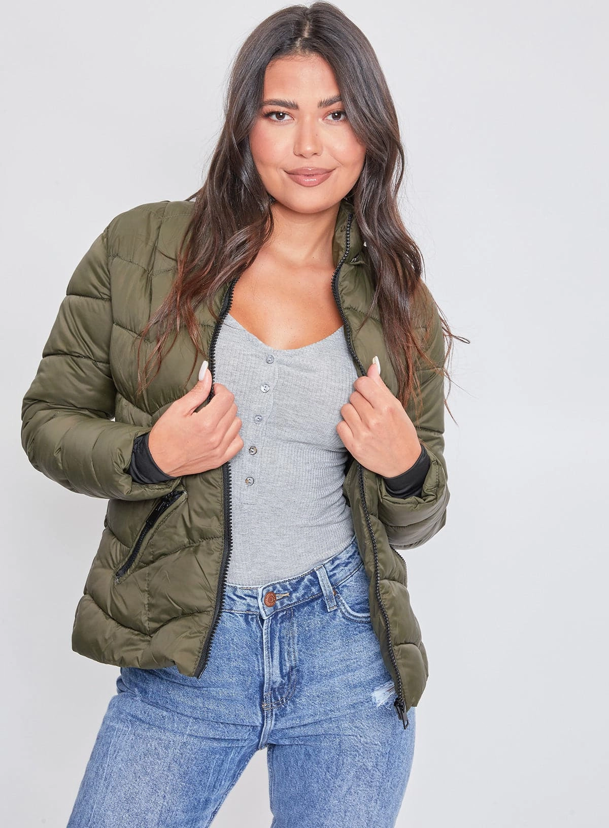 Women's Winter Puffer Jacket With Faux Fur Hoodie