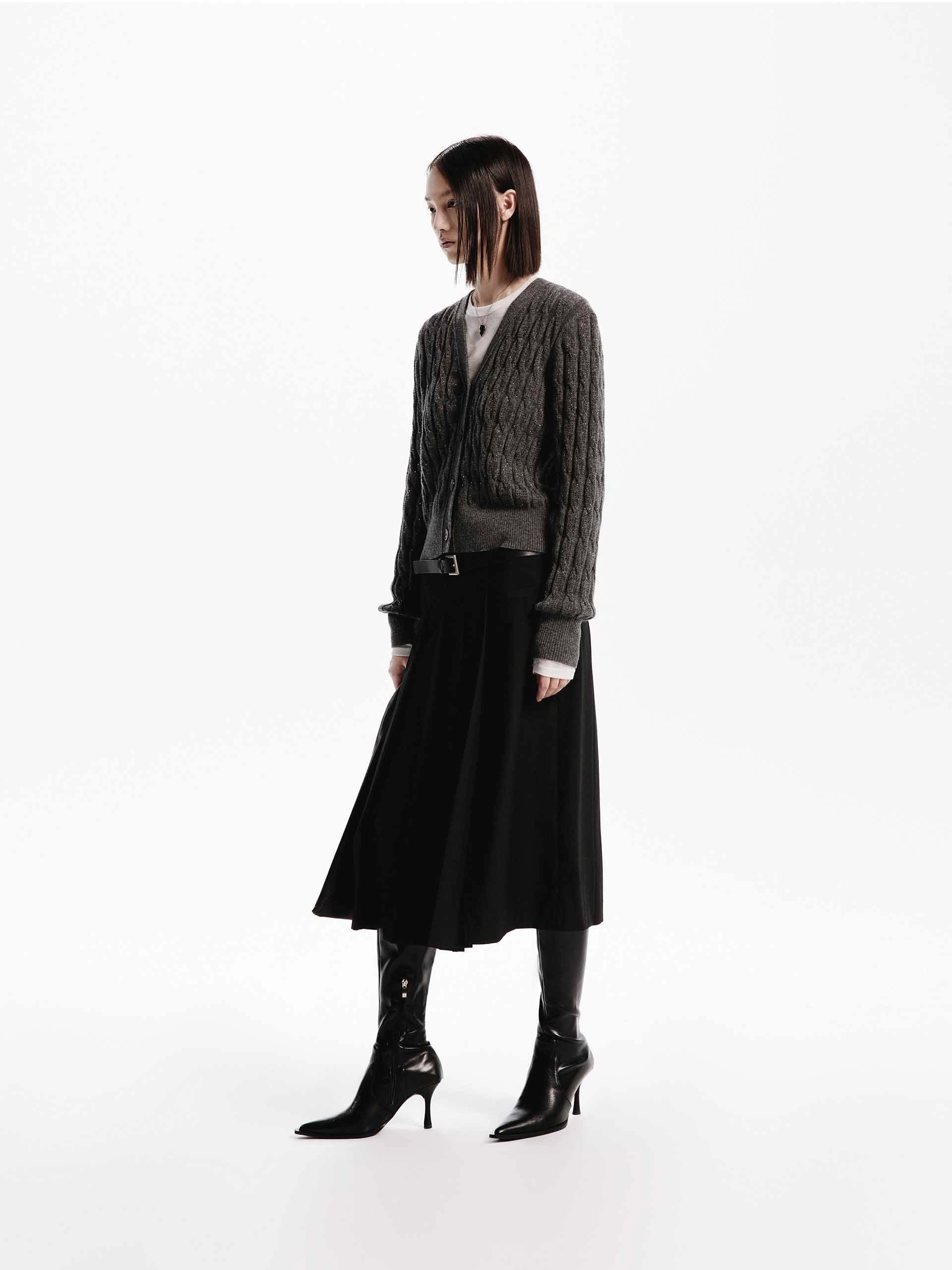Wool Cable Knit Cardigan