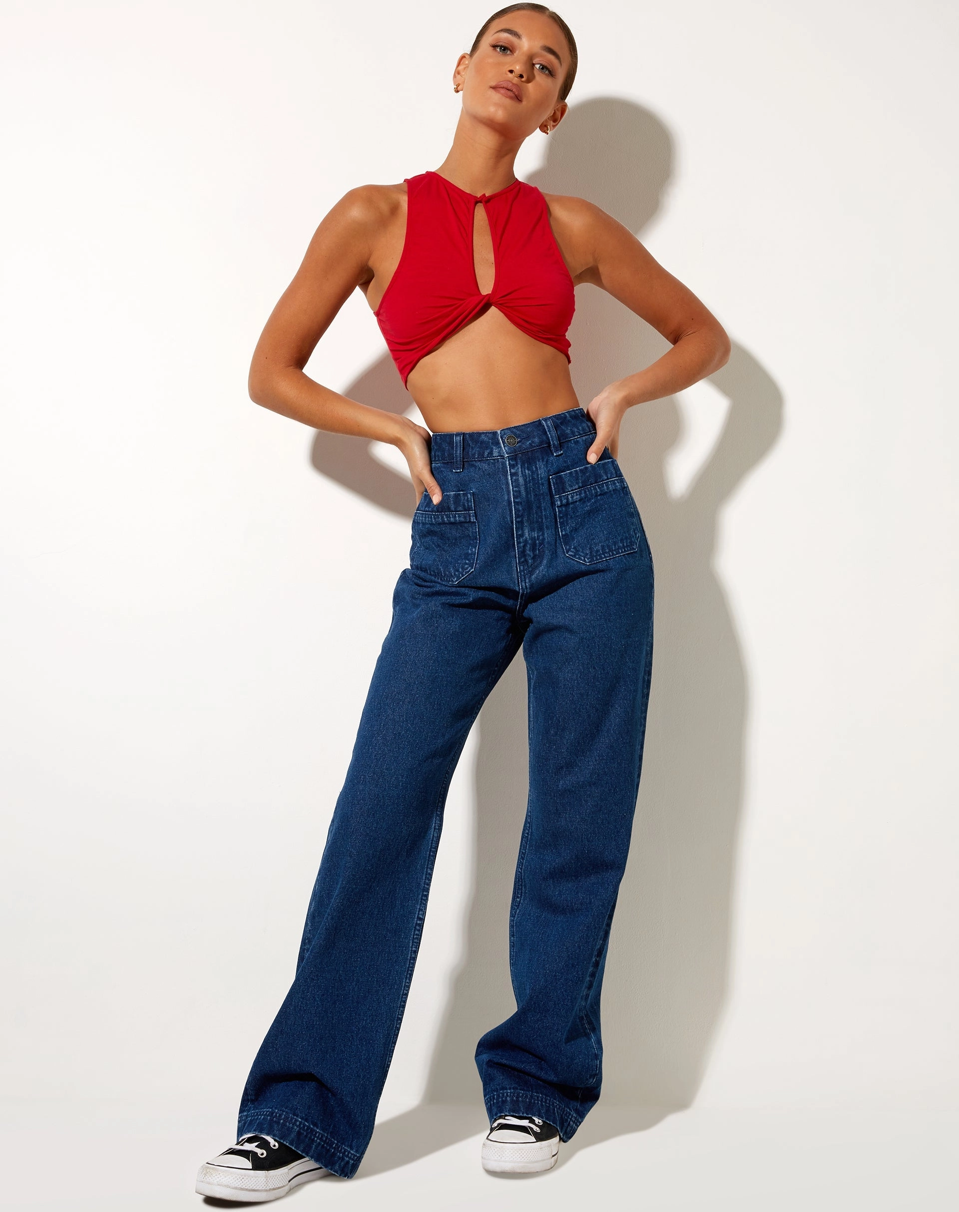 Zeme Crop Top in Racing Red